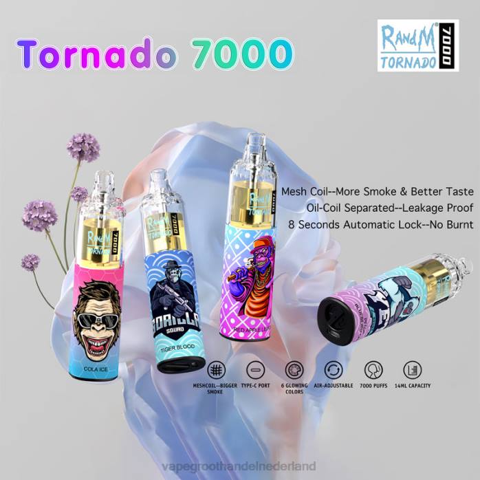 2NRV1 wegwerpbaar - wegwerpbaar Vape RandM Tornado 7000 5%